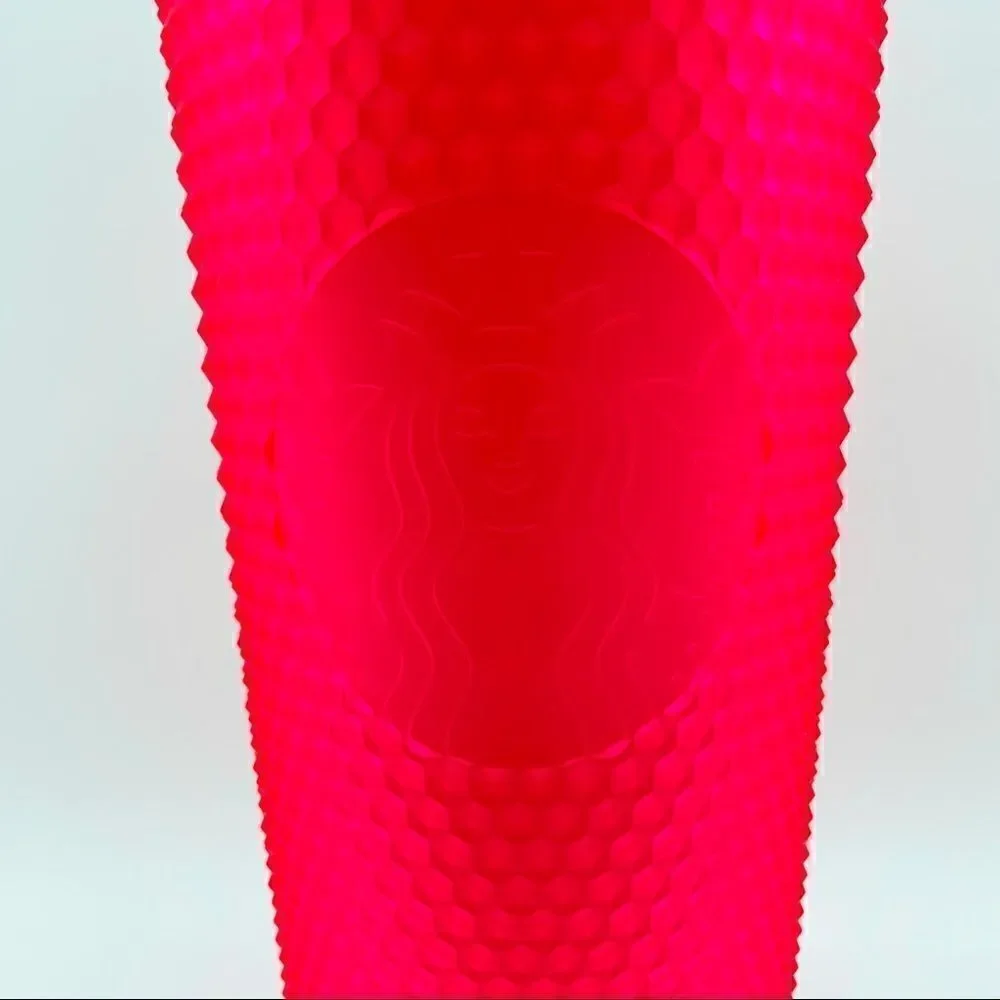 NWT - Starbucks Neon Pink Soft Touch Diamond Point Studded 24 oz. Tumbler
